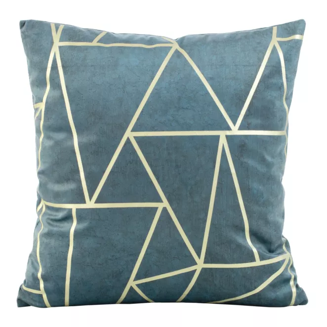 Poszewka na poduszkę 45x45 cm welwetowa niebieska z nadrukiem geometrycznym BLINK 29