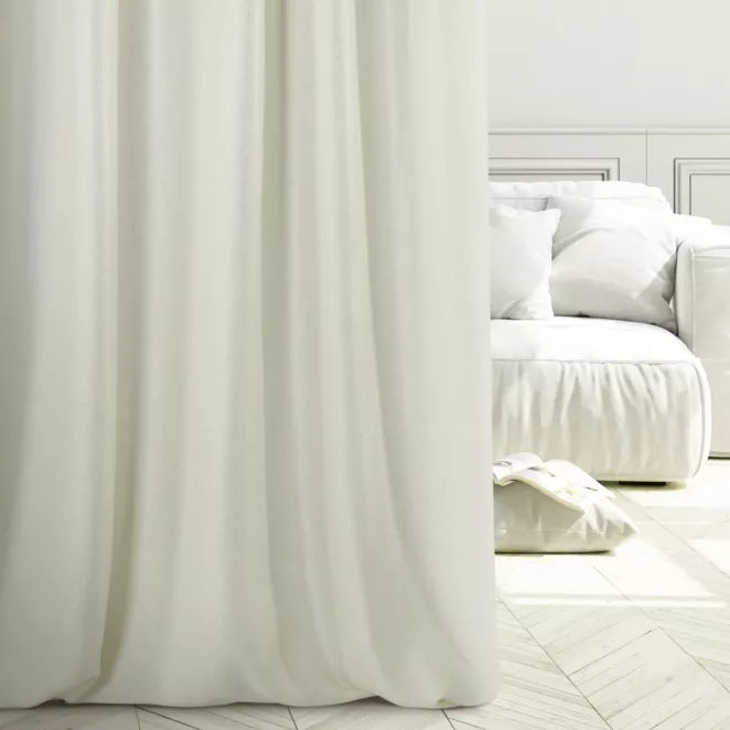 Zasłona szyta na taśmie 5 cm CANDY kremowa z tkaniny z strukturalnym spolotem