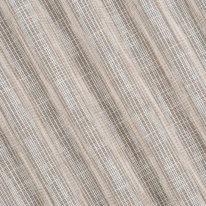 M201/8 Firana szyta na taśmie 5 cm kremowo beżowa siatka w stylu eko z efektem melanżu wykończona obciążnikiem