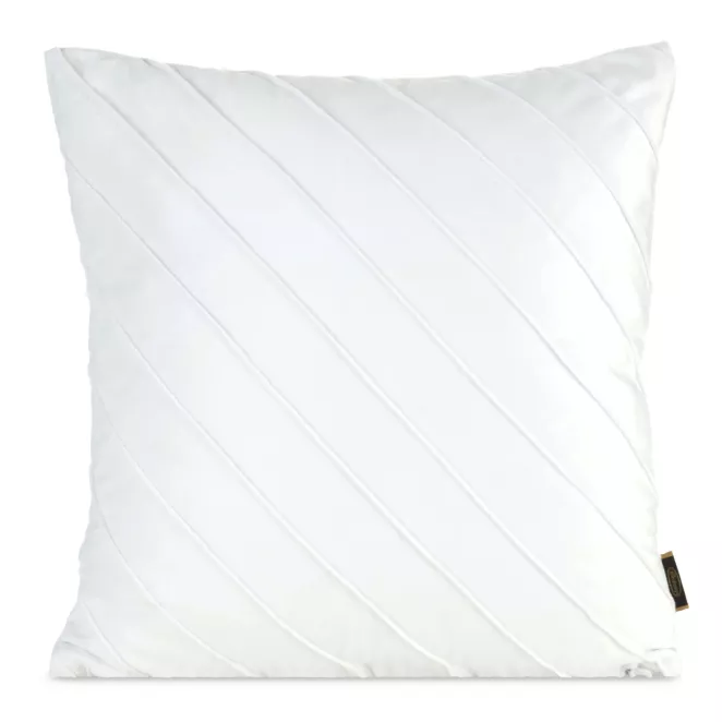 Poszewka na poduszkę 45x45 cm welwetowa biała z geometrycznym przeszywanym wzorem NALA Eurofirany Premium