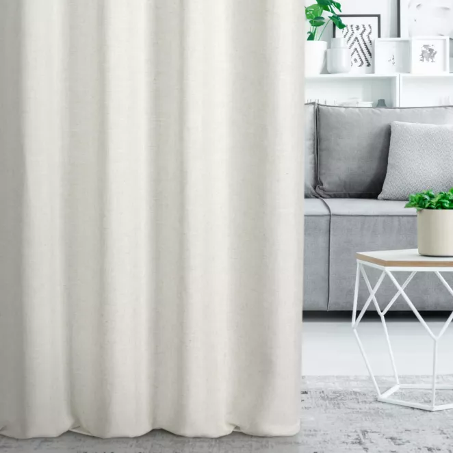 Zasłona szyta na taśmie 5 cm naturalna z tkaniny o naturalnym splocie z dodatkiem lnu