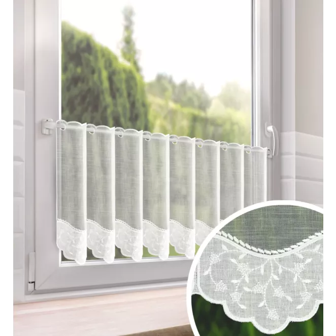 Tkanina firanowa zazdrostka z etaminy zdobiona haftem