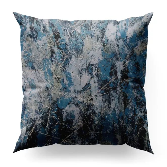 Poszewka na wymiar turkusowo srebrna z welwetowej tkaniny z błyszczącym nadrukiem