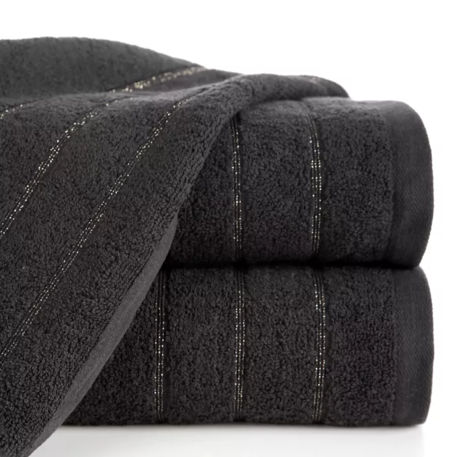 Ręcznik kąpielowy 70x140 cm bawełniany kolor czarny z lśniącymi paseczkami 500 g/m2 DALI