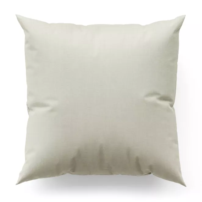 Poszewka szyta ciemnokremowa z tkaniny z dodatkiem połyskującej nici, z widocznym ozdobnym splotem