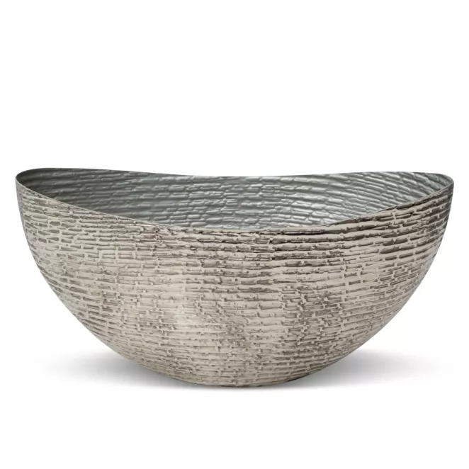 Metalowa misa PARI 1 w prążki srebrna