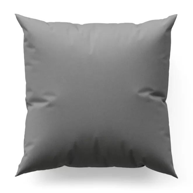 Poszewka szyta srebrna z gładkiej tkaniny zaciemniającej typu dimout wykończona obciążnikiem