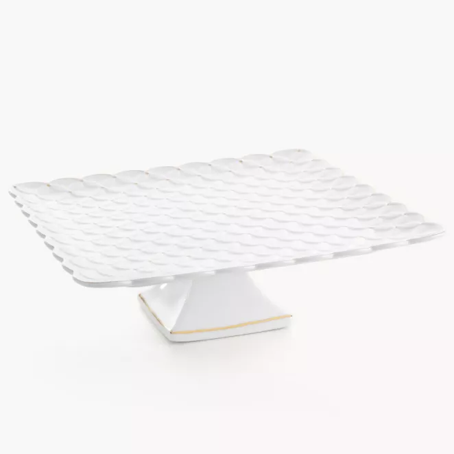 Patera ceramiczna dekoracyjna kremowa z złotymi akcentami 32x32x10 cm BELIA