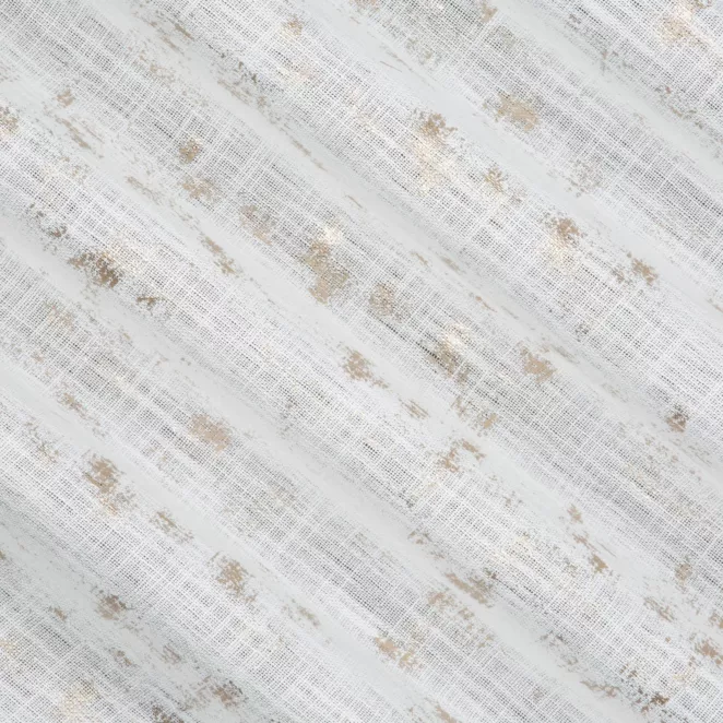 E112/2 Zasłona szyta na taśmie 5 cm naturalno złocista z tkaniny o naturalnym splocie, zdobiona błyszczcącym nadrukiem Italissima Eva Minge