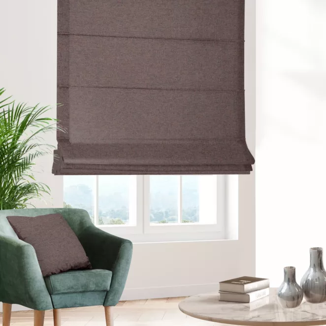 Roleta rzymska stalowo ceglasta z tkaniny o strukturze siatki z efektem melanżu