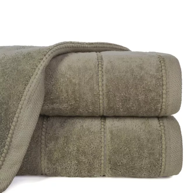 Ręcznik do rąk 30x50 cm bawełniany kolor jasnobrązowy z welwetową bordiurą 500 g/m2 JESSI