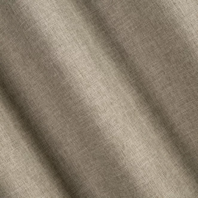 R171/7 Zasłona szyta na taśmie 5 cm GEONOA ciemnobeżowa z miękkiej tkaniny o naturalnym charakterze z widocznym ozdobnym splotem