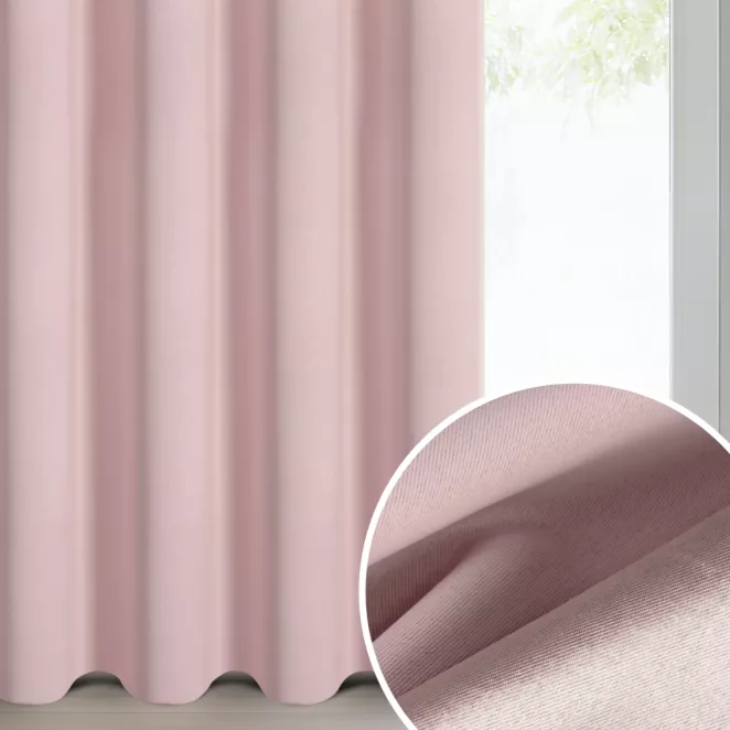 Zasłona pudrowo różowa zaciemniająca gładka 140x250 cm przelotka - NERISA