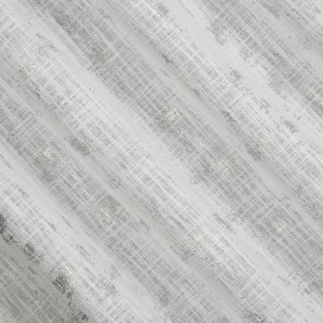 E112/3 Zasłona szyta na taśmie 5 cm naturalno srebrzysta z tkaniny o naturalnym splocie, zdobiona błyszczcącym nadrukiem Italissima Eva Minge