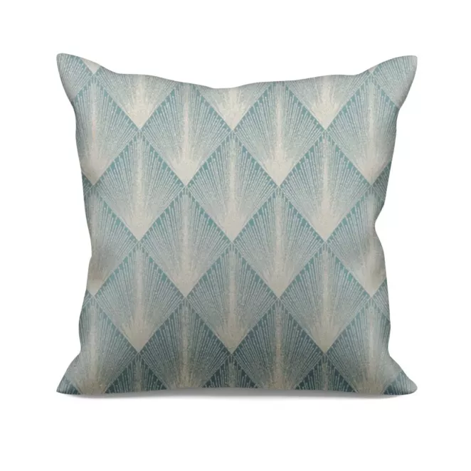 Poszewka szyta miętowo złota z tkaniny w elegancki geometryczny wzór z błyszczącą nicią