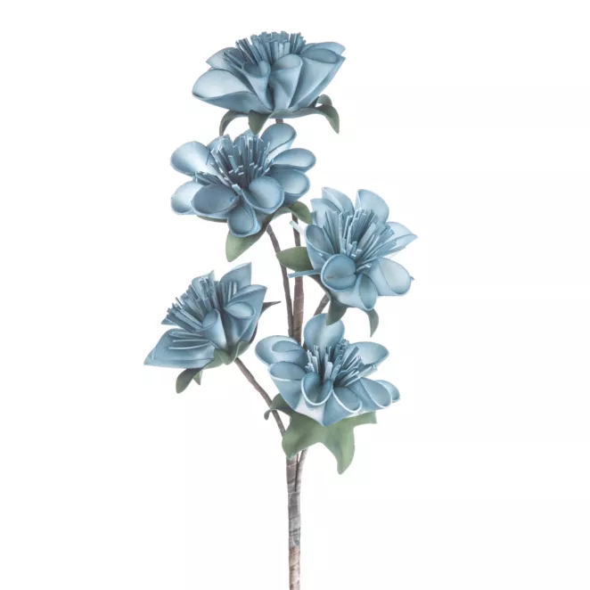 Kwiat sztuczny niebiesko, zielony z plastycznej pianki foamiran 62 cm