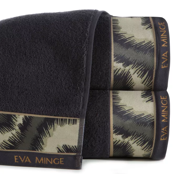 Ręcznik kąpielowy 50X90 cm bawełniany kolor czarny,beżowy z designerską bordiurą 500 g/m2 EVA 24 Eva Minge