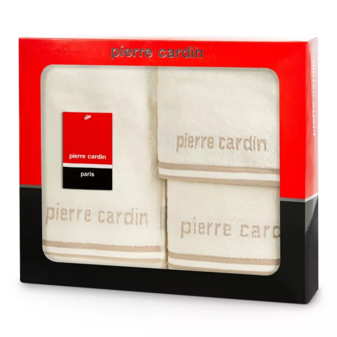 Zestaw ręczników bawełnianych na prezent 3 szt kolor kremowy 500 g/m2 ROCCO Pierre Cardin