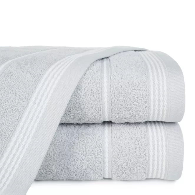 Ręcznik do rąk 30x50 cm bawełniany kolor srebrny ze stębnowaną bordiurą 500 g/m2 MIRA