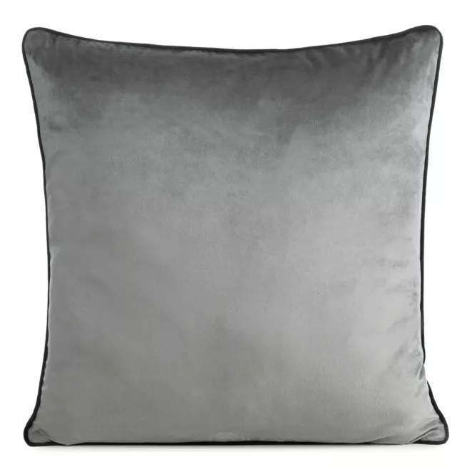 Poszewka na poduszkę 60x60 cm welwetowa kolor stalowy o delikatnym połysku z ozdobną lamówką GAJA 2