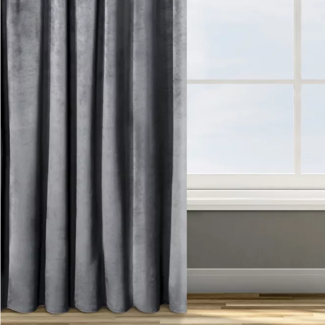 Zasłona welwetowa grafitowa 135x300 cm taśma - ROSA - Design 91