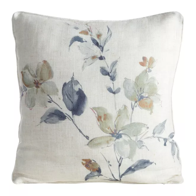 Poszewka na poduszkę 45x45 cm o strukturze lnu z lamówką naturalna, jasnoszara LEN