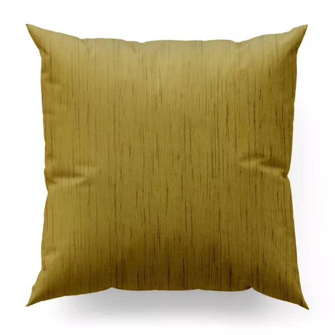 Poszewka szyta musztardowa z tkaniny welwetowej w pionowe prążki, wykończona obciążnikiem