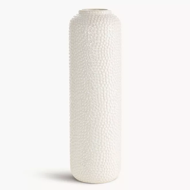 Wazon kremowy z ozdobnym  wzorem 15x15x49 cm ALEX - kolekcja SEA SUMMER