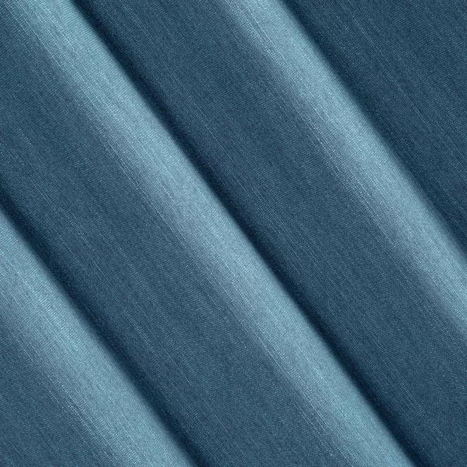 R225/25 Zasłona szyta na taśmie 5 cm niebieska z tkaniny o naturalnym splocie z efektem melanżu