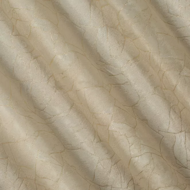 P273/1 Zasłona szyta na taśmie 5 cm kremowa z tkaniny z wzorem przetykanym błyszczącą nicią