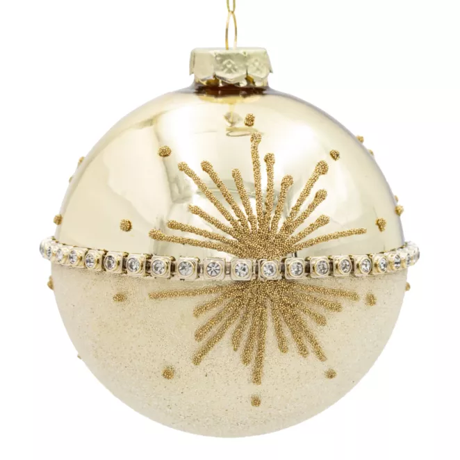 Szklana bombka ręcznie zdobiona z dodatkiem kryształków
