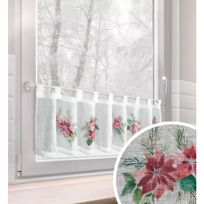 Zazdrostka świąteczna biało, czerwona zdobiona nadrukiem gwiazd betlejemskich 150x30 cm szelki - XSMAS 3