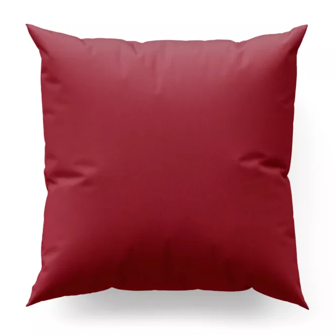 Poszewka szyta bordowa z gładkiej tkaniny zaciemniającej typu dimout wykończona obciążnikiem