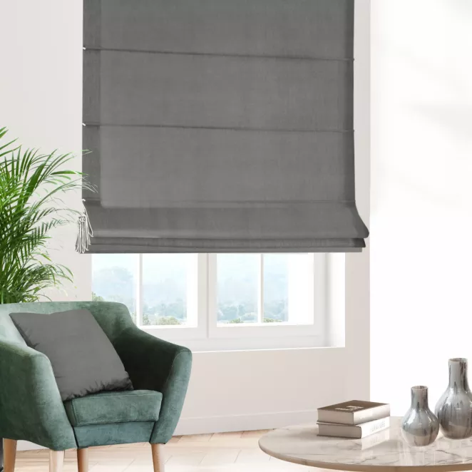 Roleta rzymska ADESSA szara z miękkiej tkaniny o welurowej strukturze
