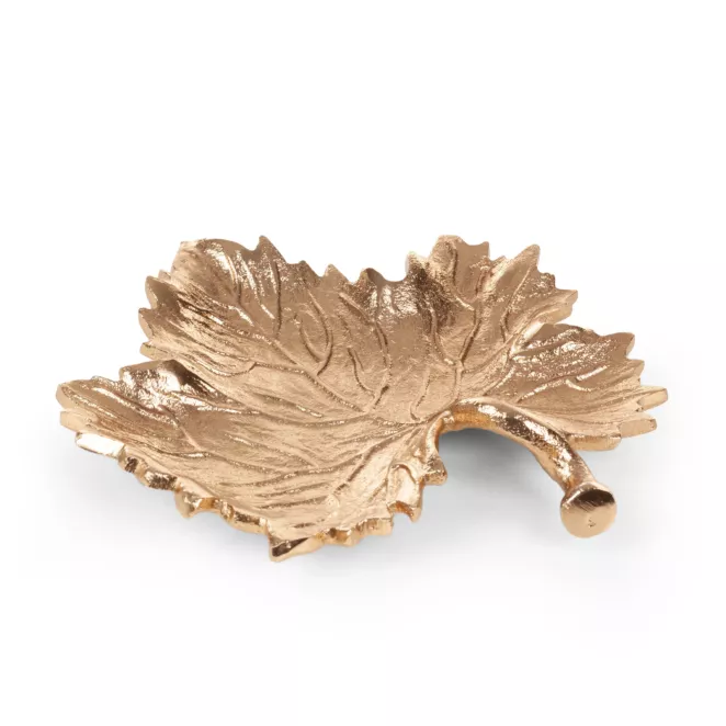 Patera dekoracyjna DALIA z metalu o kształcie liścia