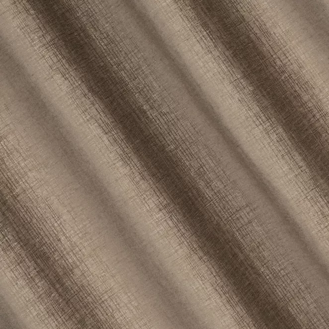 L117/13 Zasłona szyta na taśmie 5 cm jasnobrązowa z szenilowej tkaniny z dodatkiem połyskującej nici