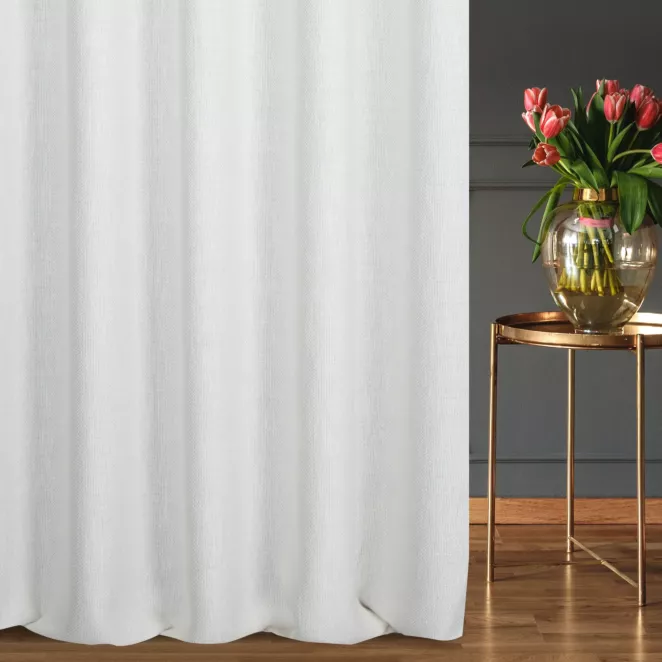 Zasłona szyta na taśmie 8 cm naturalna z tkaniny szenilowej o wyraźnym splocie