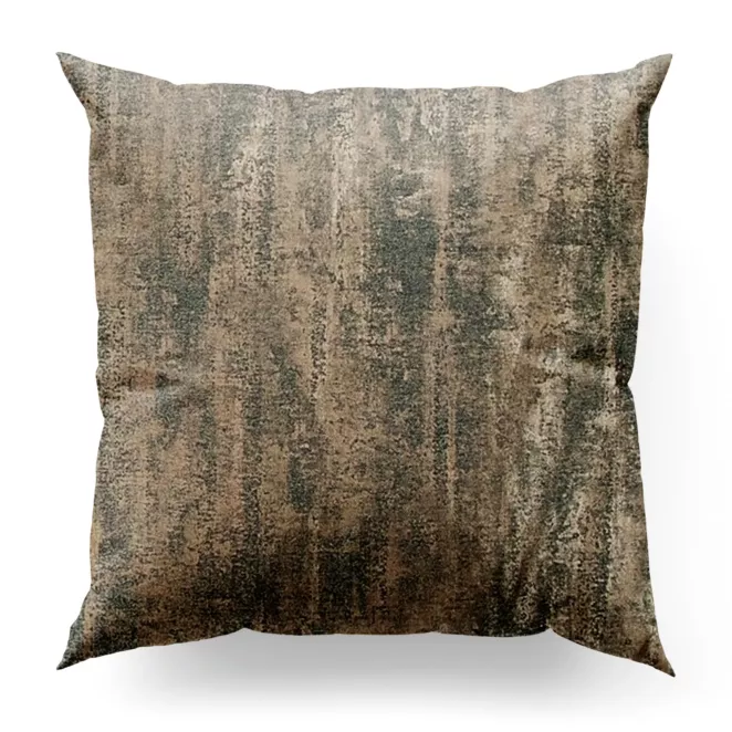 Poszewka szyta BEATRIZ popielato złocista ekskluzywna z szenilowej tkaniny pokrytej połyskliwym nadrukiem Italissima Eva Minge