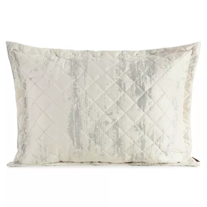 Poszewka na poduszkę 50x70 cm welwetowa biała, pikowana metoda hot press zdobiona błyszczącym przecieranym nadrukiem BLINK 43 Eurofirany Premium