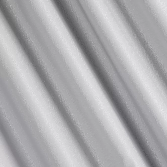 L76/7 Zasłona szyta na taśmie 5 cm JULIETT srebrna z eleganckiej połyskującej tkaniny przetykanej lureksową nicią