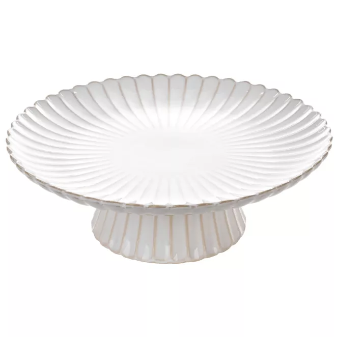 Patera ceramiczna dekoracyjna kremowo-beżowa z przecieranym wzorem w stylu eko średnica 34x11 cm AVRIL