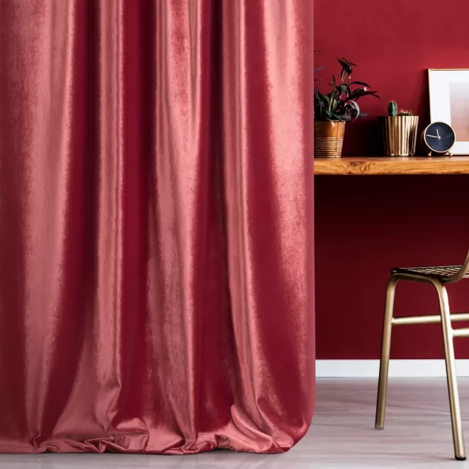 Tkanina zasłonowa gładka, miękka, welwetowa, z wyraźnym połyskiem z kolekcji Eva Minge