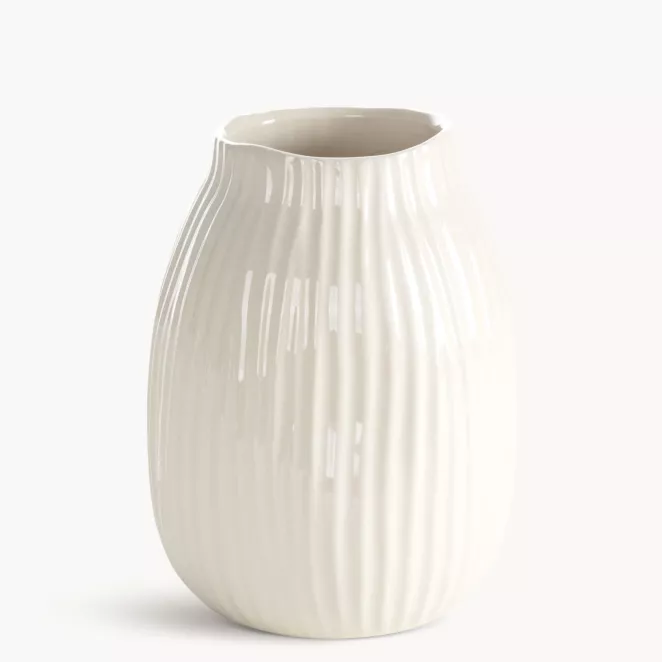 Wazon kremowy w wytłaczanym wzorem 15x15x21 cm JENNY - kolekcja SEA SUMMER