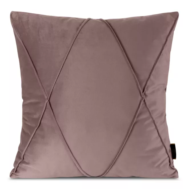 Poszewka na poduszkę 45x45 cm welwetowa pudrowo, różowa z geometrycznym przeszywanym wzorem NALA 1 Eurofirany Premium