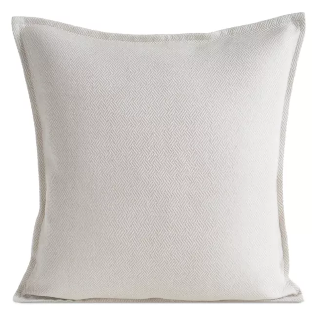 Poszewka na poduszkę 45x45 cm kremowa z żakardowej tkaniny z ozdobną wypustką LUNA - kolekcja TOLEDO