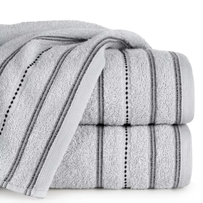 Ręcznik do rąk 30x50 cm bawełniany kolor srebrny w pasy 500 g/m2 VENTO