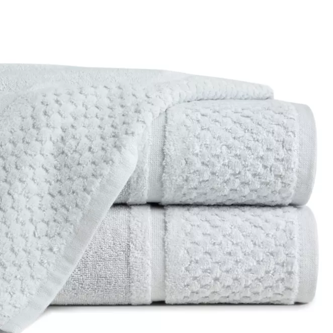 Ręcznik kąpielowy 50x90 cm bawełniany kolor srebrny z efektowną bordiurą 550 g/m2 IBIZA