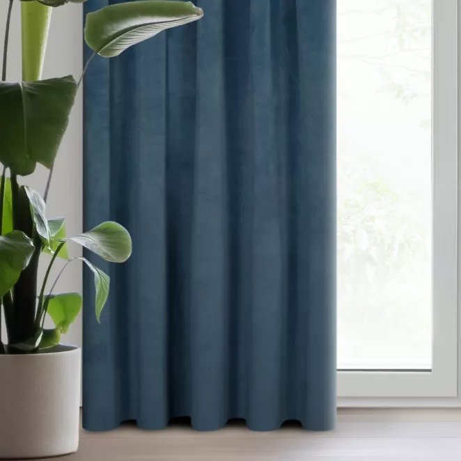 Zasłona granatowa z ekskluzywnego aksamitnego welwetu 290 g/m2 140x270 cm taśma - RIA - Diva Line