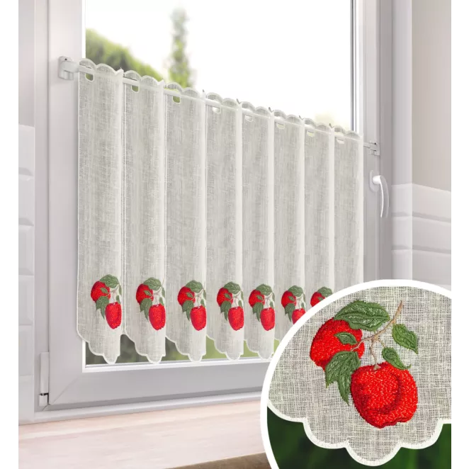 Tkanina firanowa zazdrostka zdobiona wyrazistym haftem