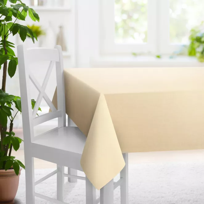 Obrus szyty szampański z tkaniny strukturalnej z delikatnym połyskiem